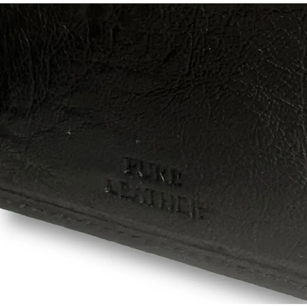 Spikes and Sparrow Mens Black Leather Classic Bifold Wallet Slim Cards ID Window